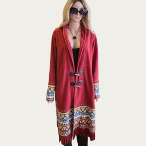 Vintage KORET Southwestern Fleece Duster 2X EUC